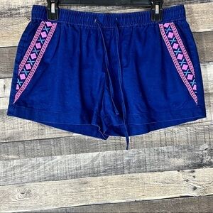 Vineyard Vines Navy Blue Linen & Cotton Embroidered Shorts S‎ Coastal